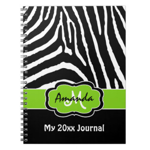 Speciaal Limoen Black White Zebra Stripe Journal Notitieboek
