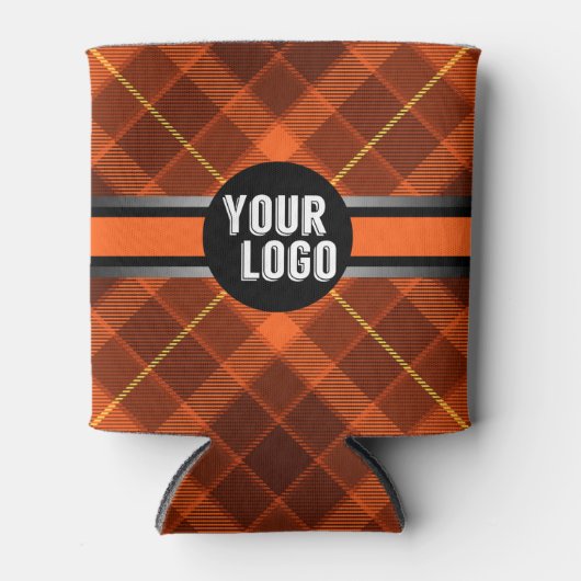 Speciaal Logo Oranje Pattern Modern Branded Blikjeskoeler (Voorkant)