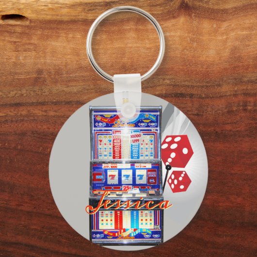 Speciaal Lucky Slot Machine Sleutelhanger Silver (Voorkant)