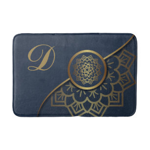 Speciaal Luxe Gold Mandala Art Blue Badmat