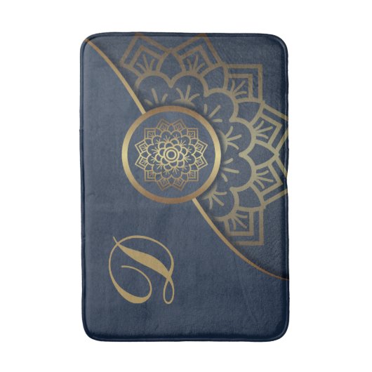 Speciaal Luxe Gold Mandala Art Blue Badmat (Voorkant Verticaal)
