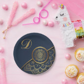 Speciaal Luxe Gold Mandala Art Blue Papieren Bordje (Feest)