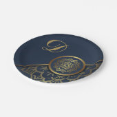 Speciaal Luxe Gold Mandala Art Blue Papieren Bordje (Gekanteld)