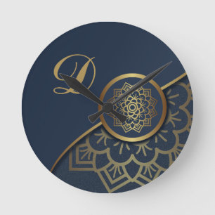 Speciaal Luxe Gold Mandala Art Blue Ronde Klok