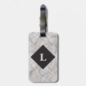 Speciaal Luxureus bagagelabel met witte marmer (Achterkant verticaal)