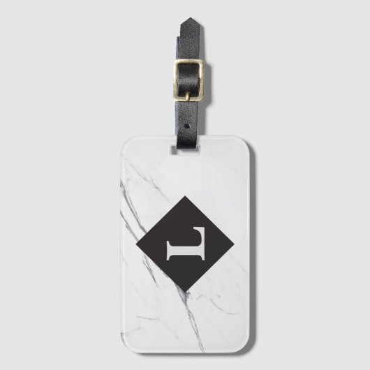 Speciaal Luxureus bagagelabel met witte marmer (Voorkant (verticaal))