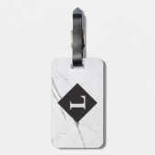 Speciaal Luxureus bagagelabel met witte marmer (Achterkant verticaal)