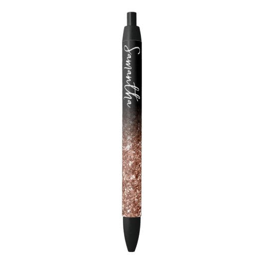 Speciaal Luxury Roos Gold Glitter Ombre Zwarte Inkt Pen (Voorkant Verticaal)