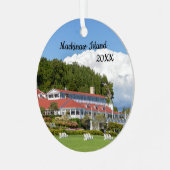 Speciaal Mackinaw Island Hotel Kerstmis Metalen Ornament (Voorkant links)