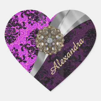 Speciaal  magenta girale demaspatroon hart sticker