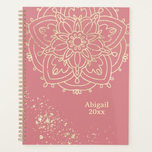Speciaal Mandala Roos Roze Gold Meditation Planner (Voorkant)