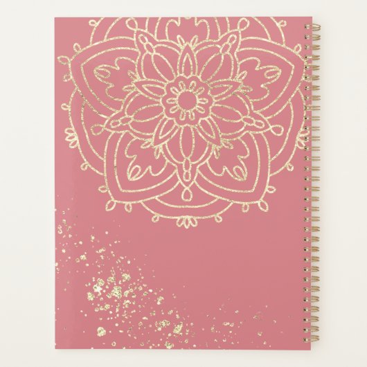 Speciaal Mandala Roos Roze Gold Meditation Planner (Achterkant)