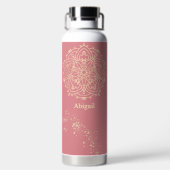 Speciaal Mandala Roos Roze Gold Meditation Waterfles (Achterkant)