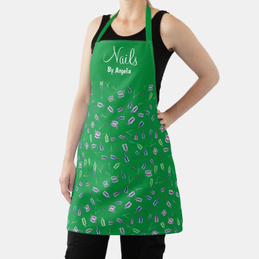 Speciaal Manicurist Nail Tech Green Apron Schort (Insitu)