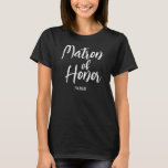 Speciaal Manuscript Matron of Honor T-shirt<br><div class="desc">De gepersonaliseerde Strijd van de Weddenschap van Eer T-Shirt in de stijl van de manuscriptdoopvont met witte brieven. Eenvoudig te personaliseren met de naam Matron of Honor.</div>