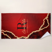Speciaal Maroon Red Gold Black stijlvol gepersonal Strandlaken (Voorkant)