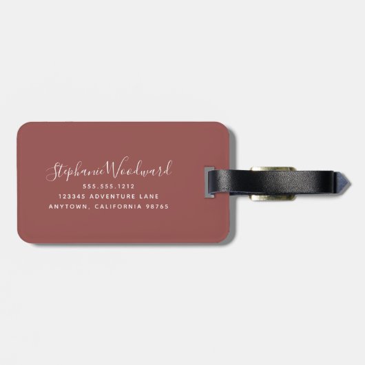 Speciaal Marsala Bouquet Floral Script Bagagelabel (Achterkant horizontaal)