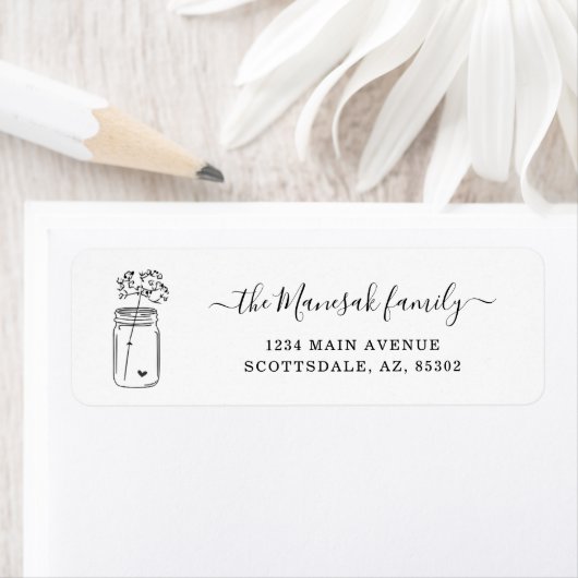 Speciaal Mason Jar & Flowers Return-adres Etiket (Insitu)