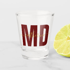 Speciaal MD Doctor Maroon & Gold Shot Glass Glas