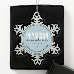 Speciaal medisch assistent PA-Afstuderen Tin Sneeuwvlok Ornament