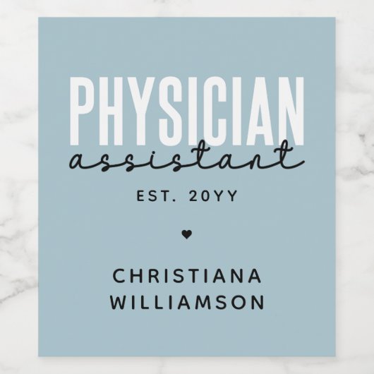 Speciaal medisch assistent PA-Afstuderen Wijn Etiket (Enkel label)