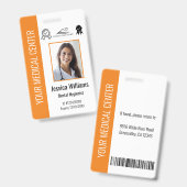 Speciaal medisch gecertificeerd Sinaasappel-ID wer Badge (Voor- en achterkant)