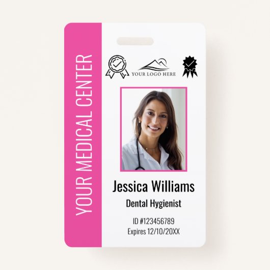 Speciaal medisch gecertificeerd werknemer Roze ID Badge (Voorkant)