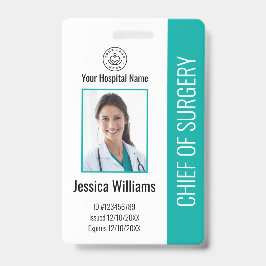 Speciaal medisch medewerker Foto-ID Blauwgroen Badge