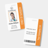 Speciaal medisch medewerker Foto-ID Oranje Badge (Front & Back)