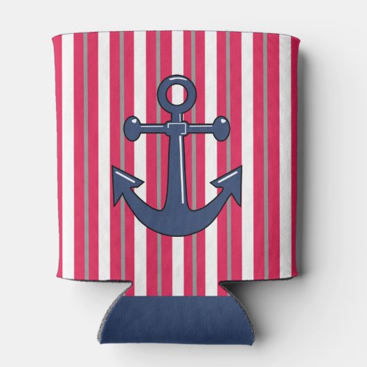 Speciaal meer of strand rood gestreept blikjeskoeler (Achterkant)