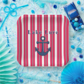 Speciaal meer of strand rood gestreept papieren bordje (Feest)