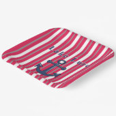 Speciaal meer of strand rood gestreept papieren bordje (Gebogen)