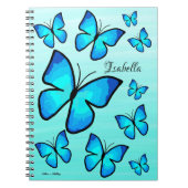 Speciaal met de hand geschilderde blauwe vlinder o notitieboek (Voorkant)