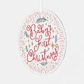 Speciaal met de hand getekende ketch Baby's Eerste Metalen Ornament (Voorkant links)