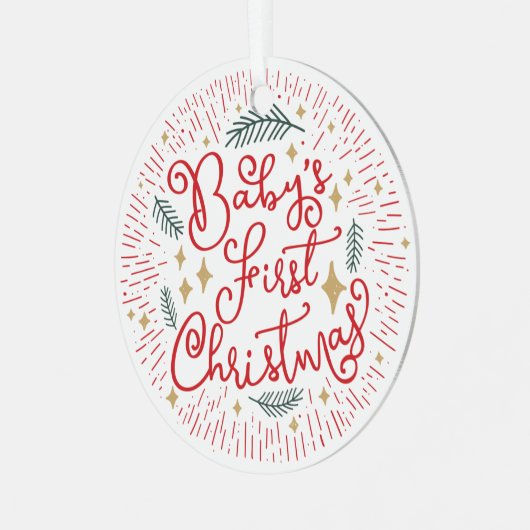 Speciaal met de hand getekende ketch Baby's Eerste Metalen Ornament (Voorkant links)