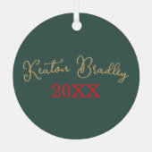 Speciaal met de hand getekende ketch Baby's Eerste Metalen Ornament (Achterkant)