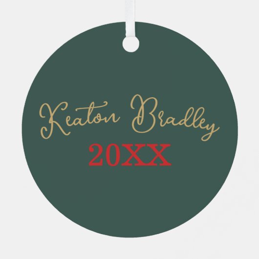 Speciaal met de hand getekende ketch Baby's Eerste Metalen Ornament (Achterkant)