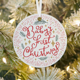 Speciaal met de hand getekende ketch Baby's Eerste Metalen Ornament