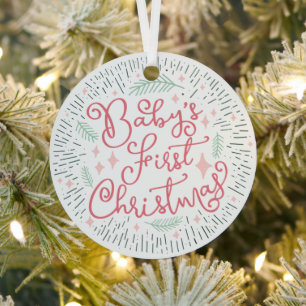 Speciaal met de hand getekende ketch Baby's Eerste Metalen Ornament