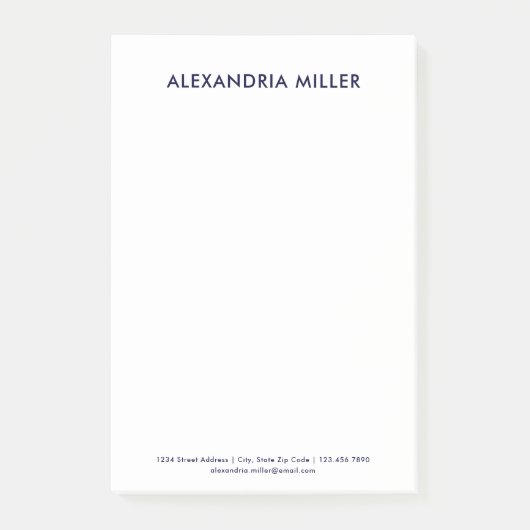 Speciaal minimalistisch Navy Blue 4 x 6 Post-it® Notes (Voorkant)