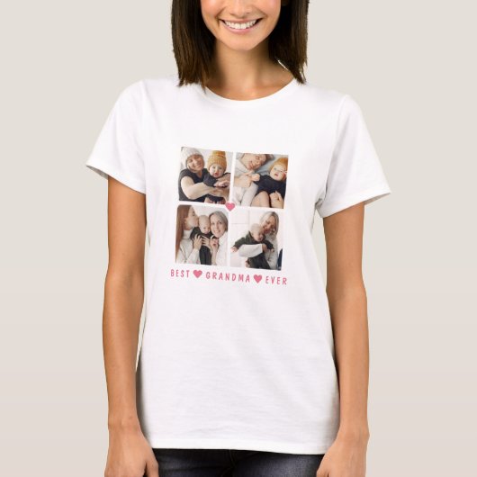 Speciaal modern 4-Foto 'Best Grandma Ever' T-shirt (Voorkant)