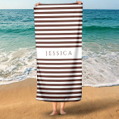 Speciaal modern, bruin striped patroon strandlaken
