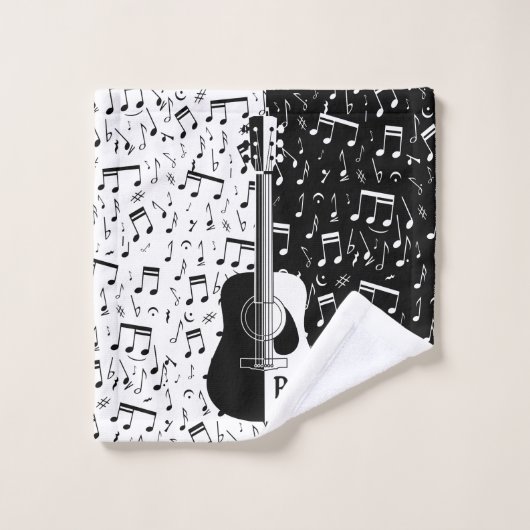 Speciaal modern gitaarontwerp in zwart-wit bad handdoek (Wasdoekje)