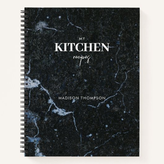 Speciaal modern, zwart marmer Kitchen Recipe Notitieboek (Voorkant)