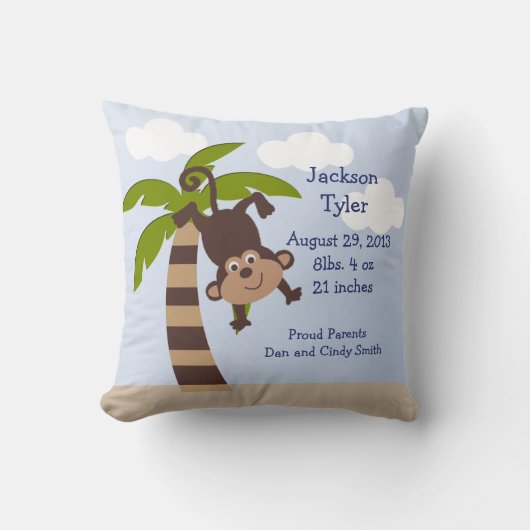 Speciaal 'Monkeying Around on Palm' Pillow Kussen (Voorkant)