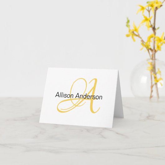 Speciaal monogram en naam aangepaste notiecard kaart (Gele Bloem)