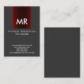 Speciaal Monogram Grijs Rood Streep Schoon Visitekaartje (Voorkant / Achterkant)