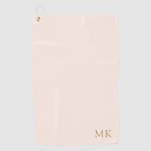 Speciaal Monogram Initiaal Blush Gold Modern Golfhanddoek (Voorkant)