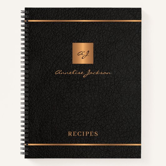 Speciaal monogram naam elegant receptenjournaal notitieboek (Voorkant)