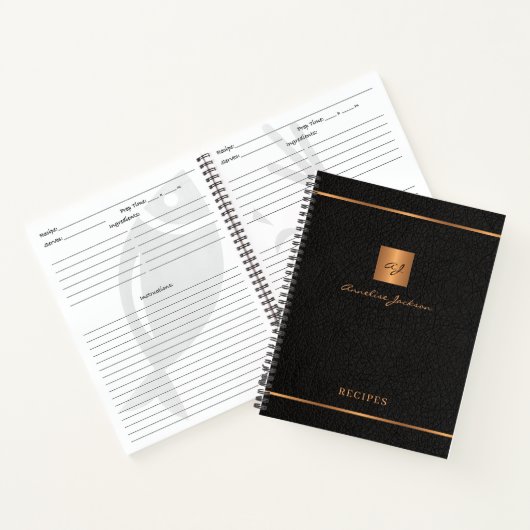 Speciaal monogram naam elegant receptenjournaal notitieboek (Binnen)